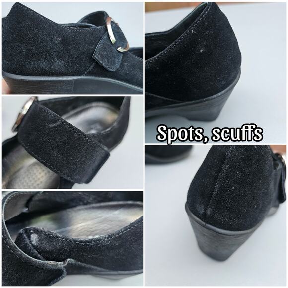 Black MaryJane Pumps Romika Size EU 41 US 10-10.5 Suede Leather Sport Wedge Heel - Picture 10 of 14